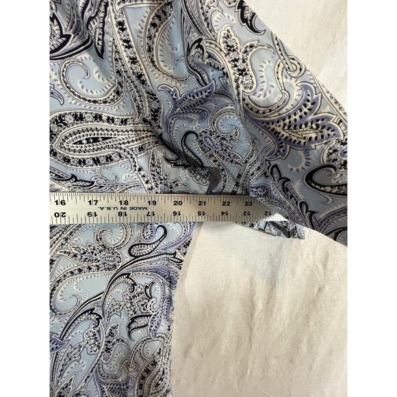 Chaps Classics Women’s Large Short Sleeve Blue Paisley Cotton Blouse - Picture 6 of 10